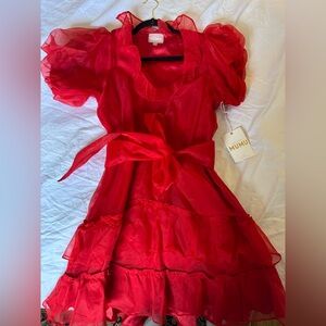 Red Puff Sleeve dress